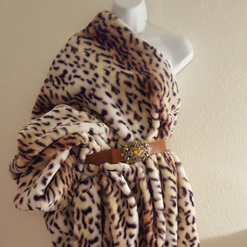 Tribal Cheetah Print Unisex Poncho MIdi Maxi Coat